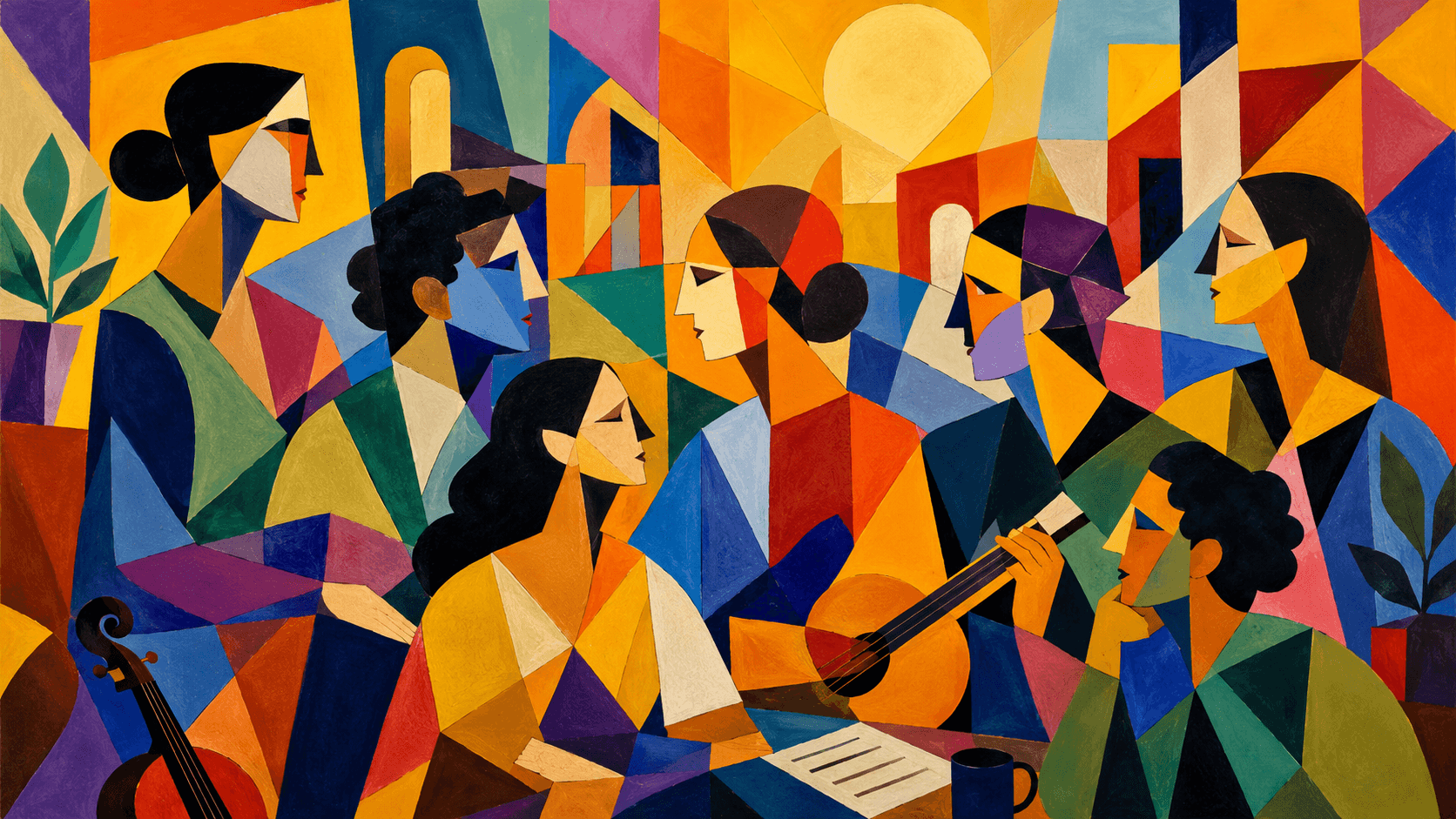 Colorful abstract cultural network artwork