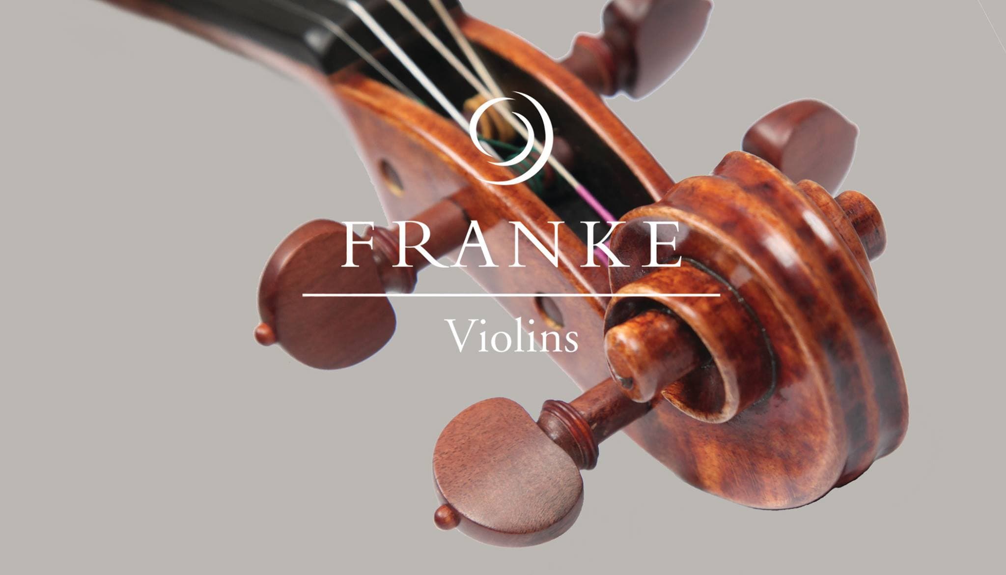 FRANKE Violins logo over a violin detail